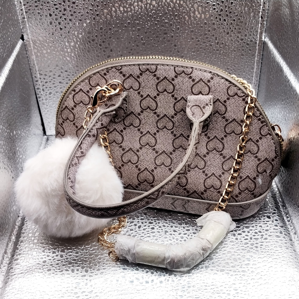 Gray and Gold Mini Bag with Iconic Design